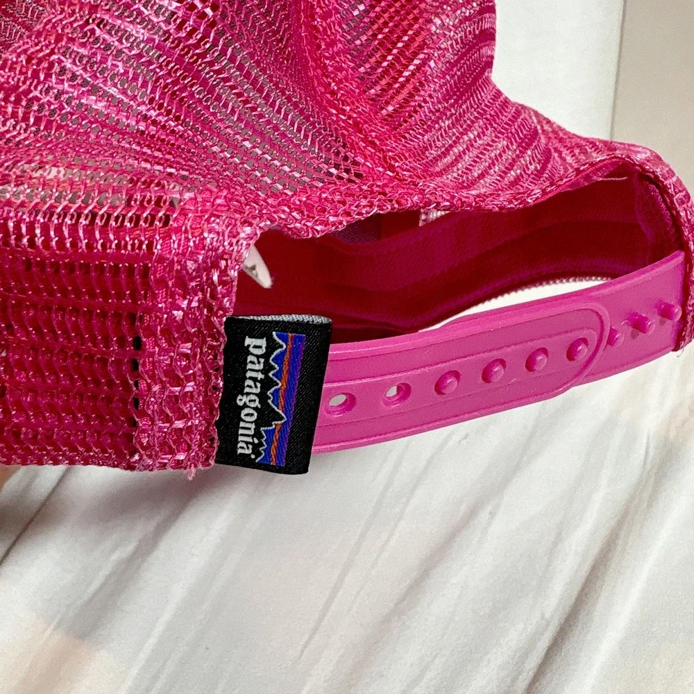 Patagonia P-6 Logo Trucker Hat LoPro Mesh Snap Back Adjustable Pink Magenta